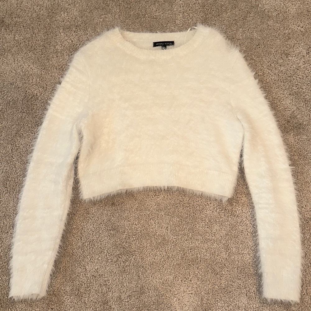 Kendall and Kylie Cropped fuzzy sweater